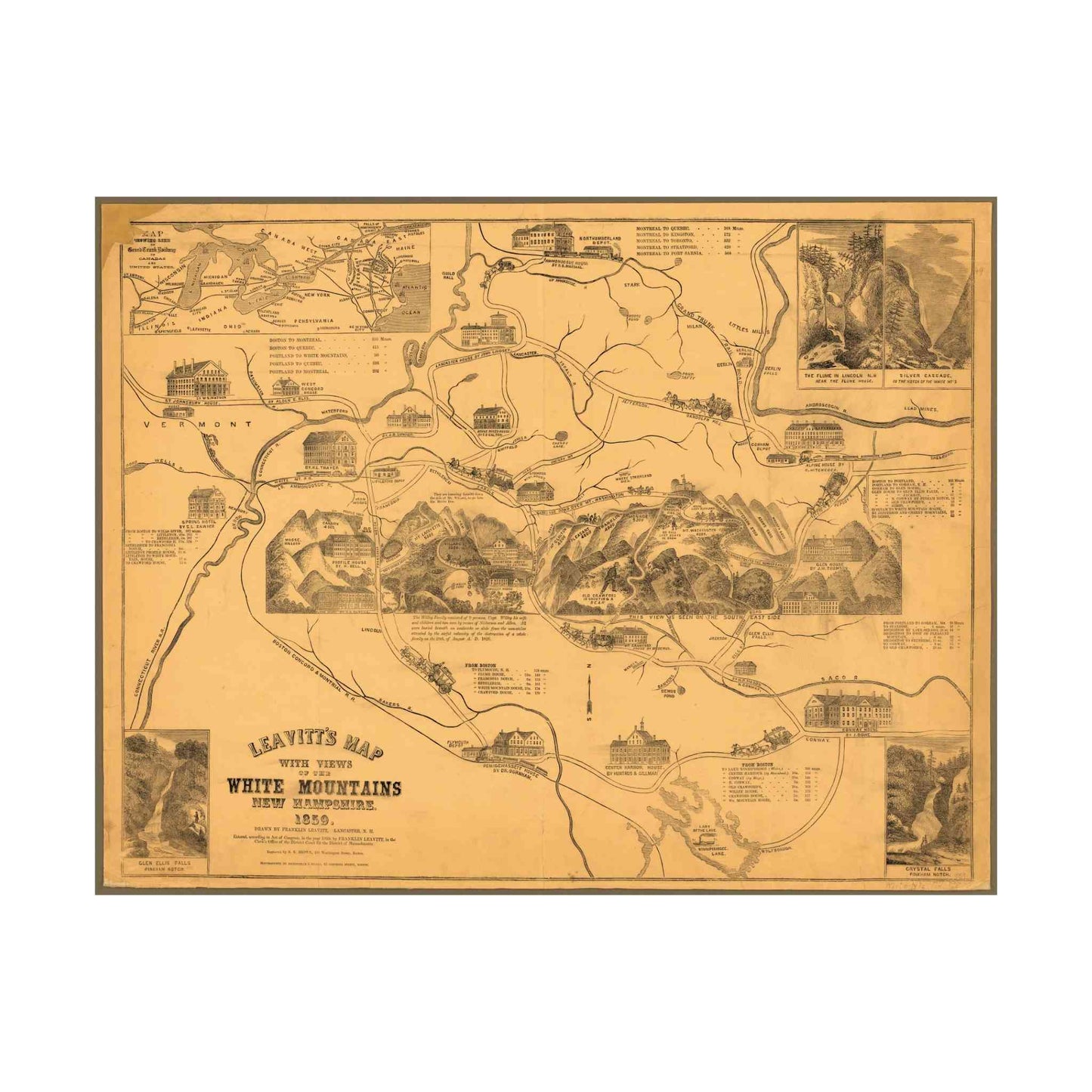 Leavitt's White Mountains Map by Leavitt - Wooden Jigsaw Puzzle