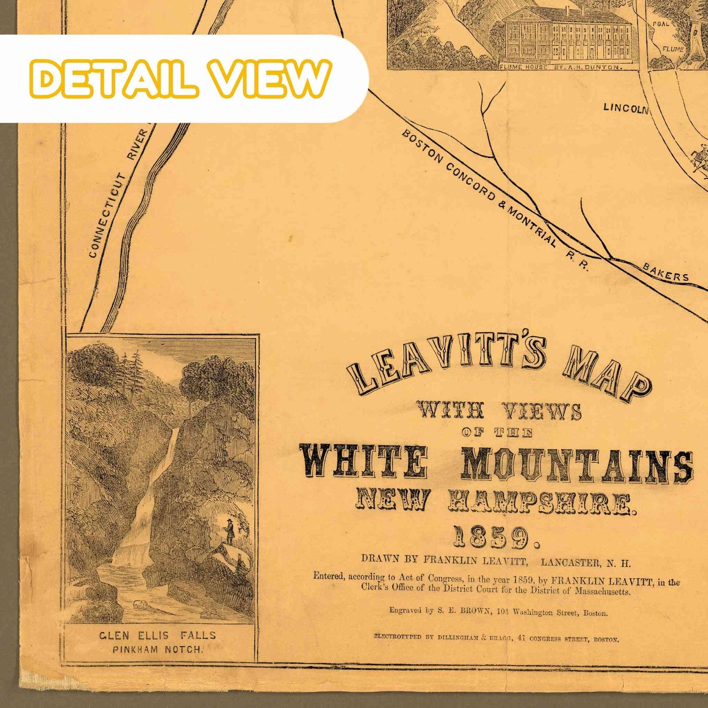 Leavitt's White Mountains Map by Leavitt - Wooden Jigsaw Puzzle