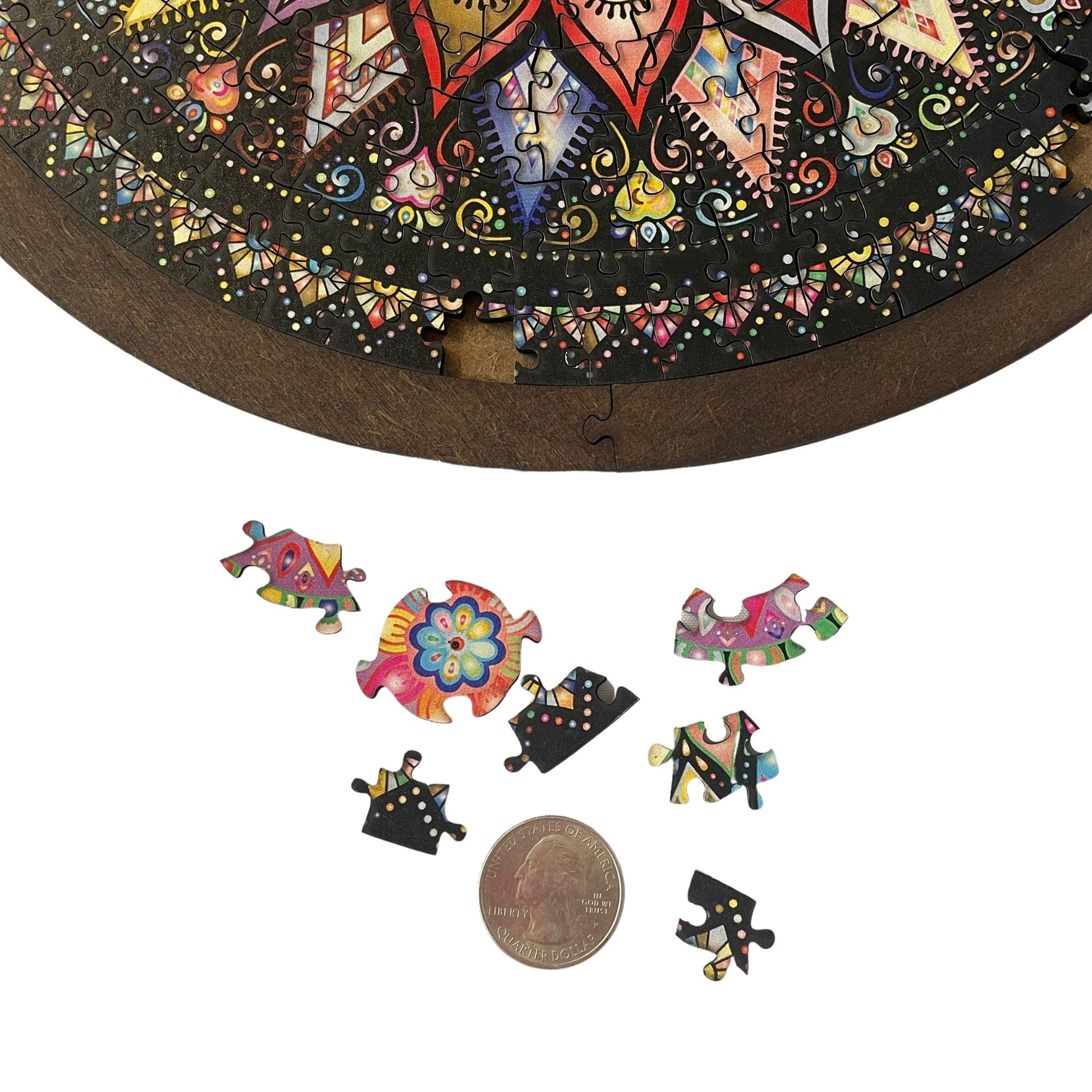 Mini mandala puzzle, wooden jigsaw