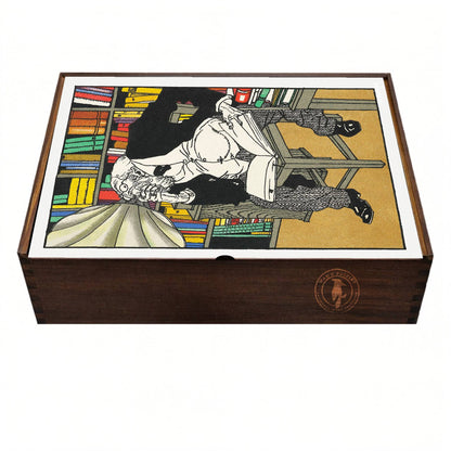 Premium wooden puzzle box featuring Moriz Jung's The Dialectician artwork