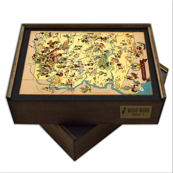 ARIZONA AZ State Wooden Puzzle | Vintage Pictorial Map | Adult Jigsaw Puzzles