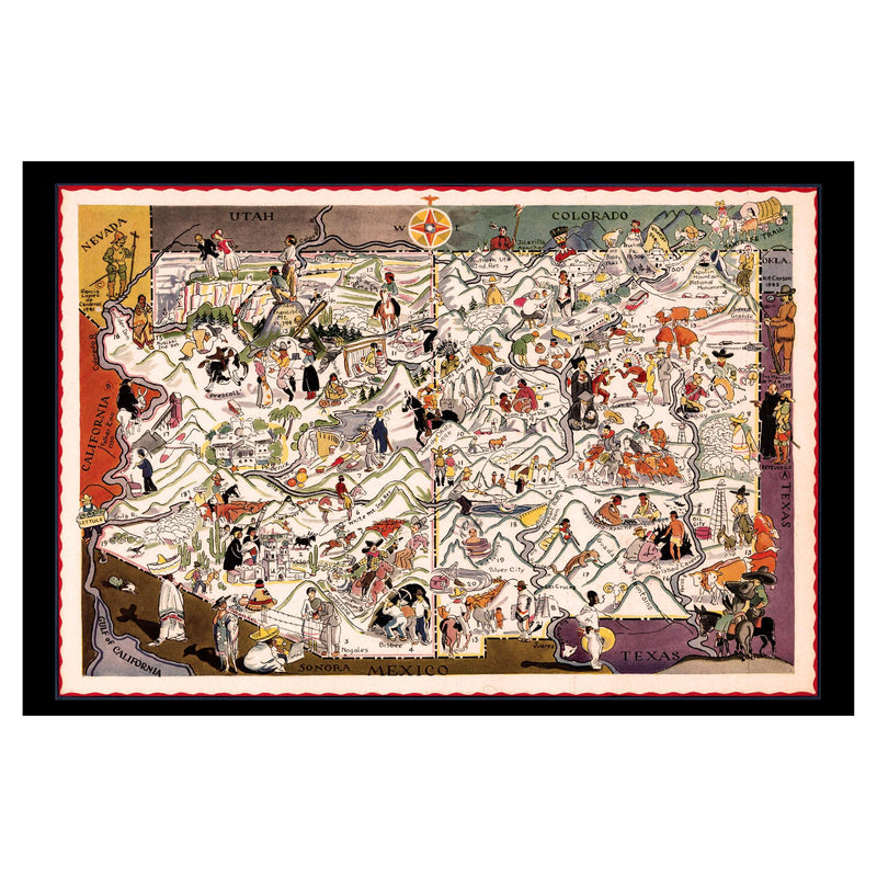 ARIZONA Wooden Puzzle | Vintage Pictorial Map | Adult Jigsaw Puzzles