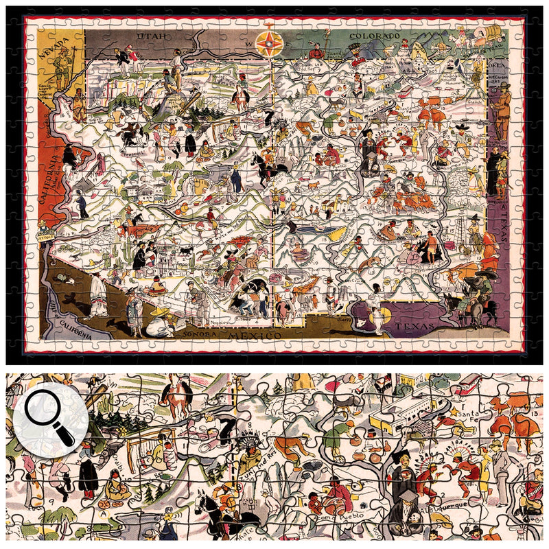 ARIZONA Wooden Puzzle | Vintage Pictorial Map | Adult Jigsaw Puzzles