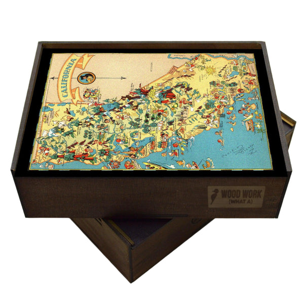 CALIFORNIA Wooden Puzzle | Vintage Pictorial Map | Adult Jigsaw Puzzles