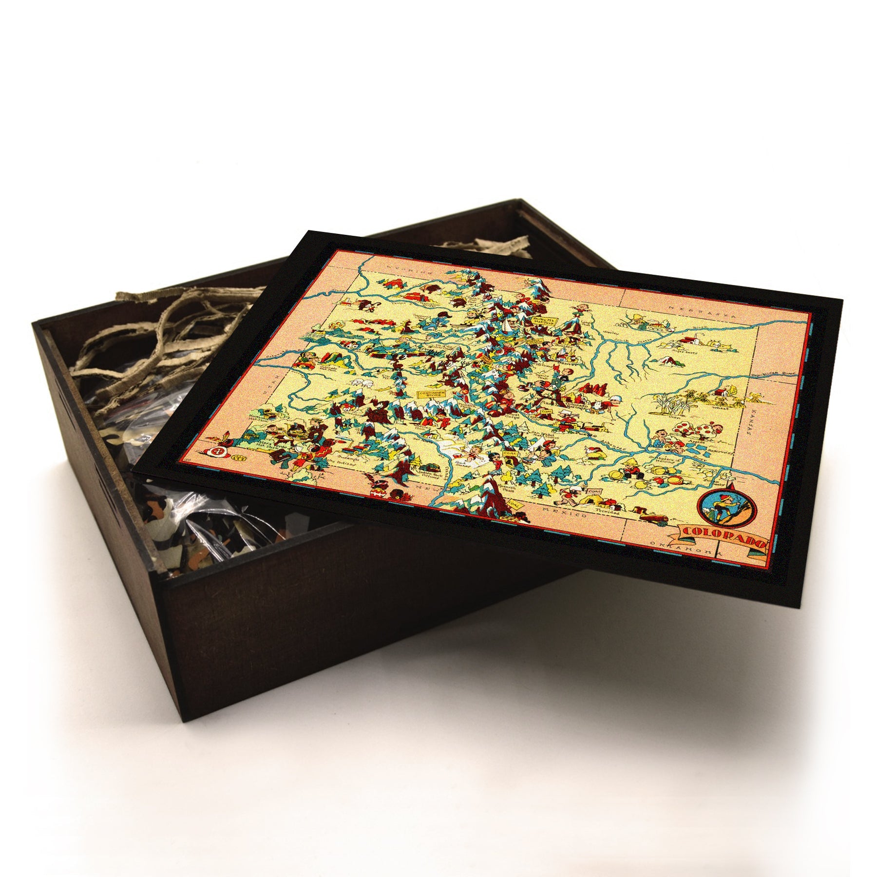 COLORADO Wooden Puzzle | Vintage Pictorial Map | Adult Jigsaw Puzzles