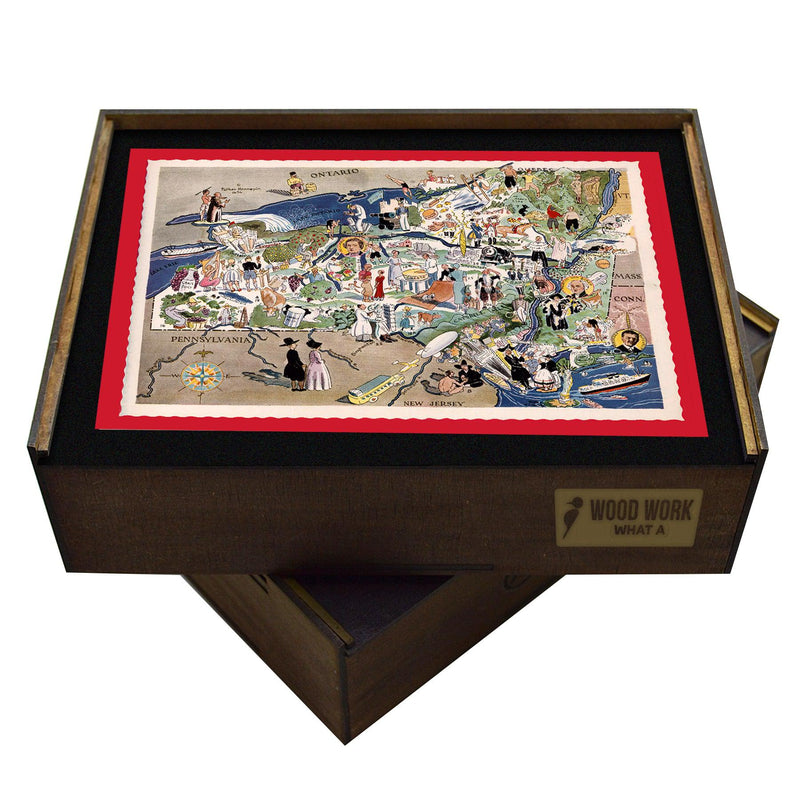 Antique NEW YORK State Map | Wooden Puzzle | Adult Jigsaw | Unique gifts | Map Collector gifts