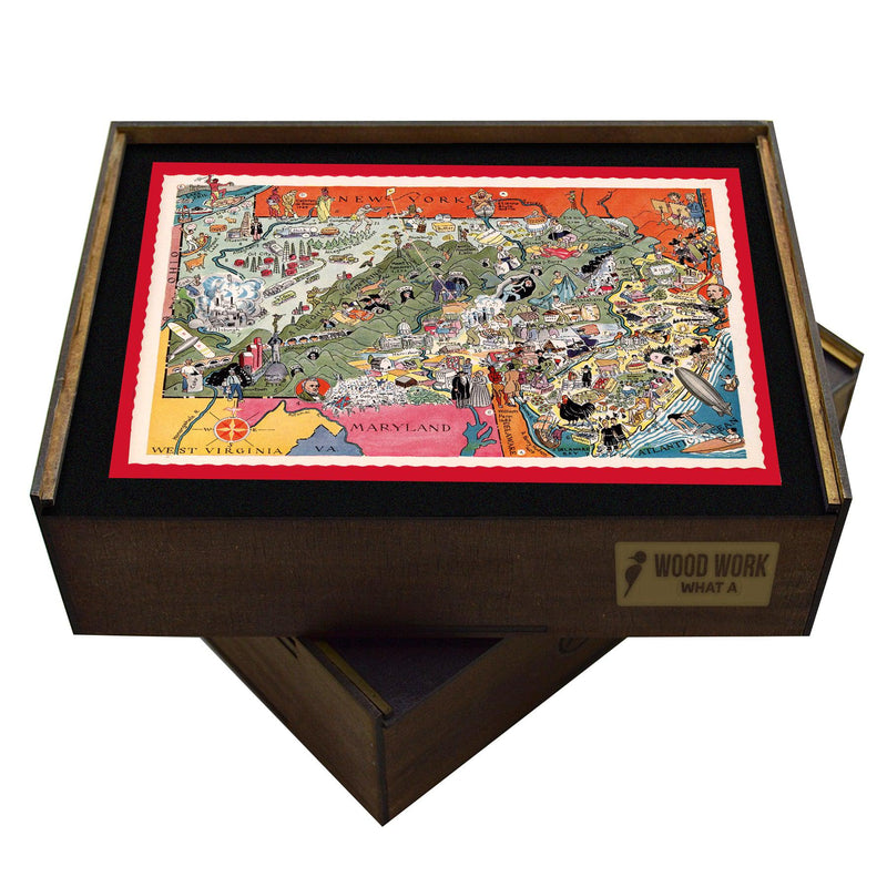 Antique NEW JERSEY State Map | Wooden Puzzle | Adult Jigsaw