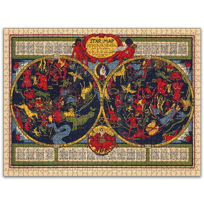 CELESTIAL Map Wooden Puzzle | Vintage art | Horoscopes and Constellations