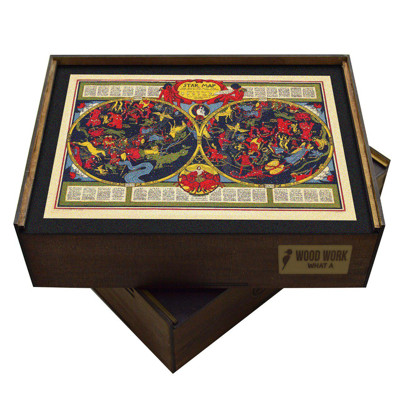 Collectible wooden puzzle of a vintage CELESTIAL Map with Horoscopes and Constellations