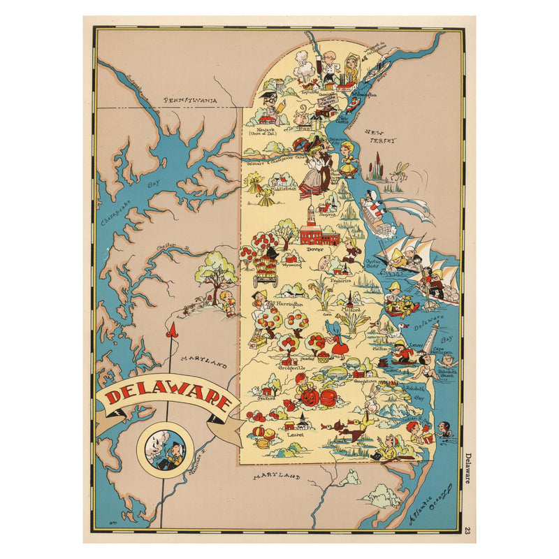 DELAWARE Wooden Puzzle | Vintage Pictorial Map | Adult Jigsaw Puzzles
