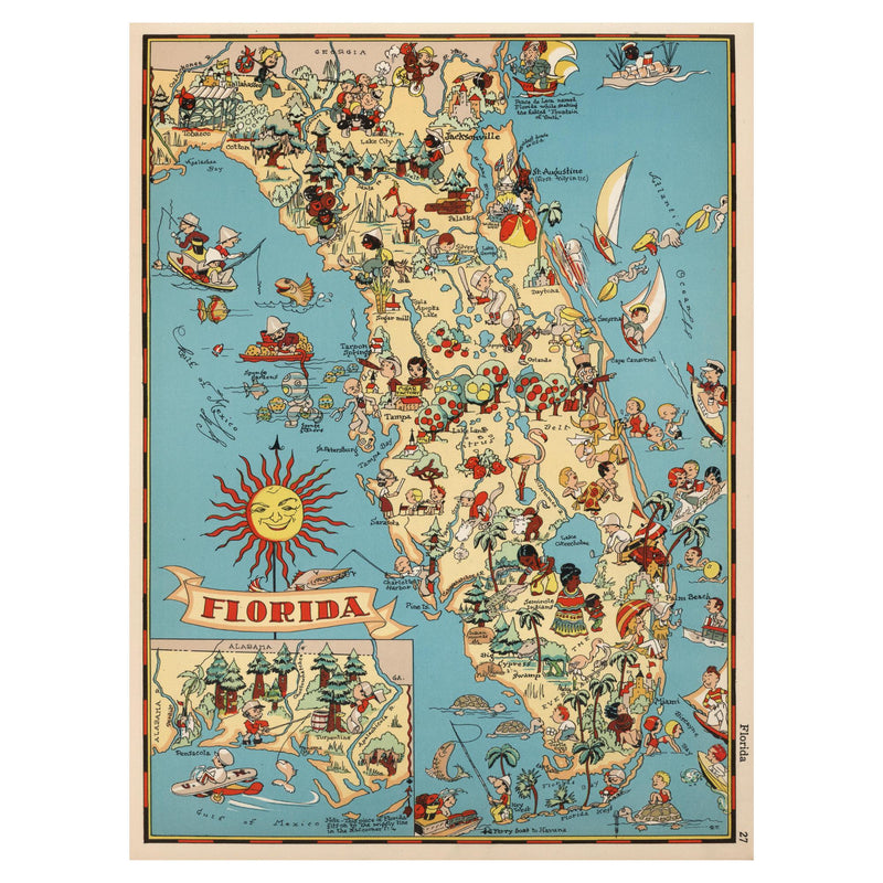 FLORIDA Wooden Puzzle | Vintage Pictorial Map | Adult Jigsaw Puzzles