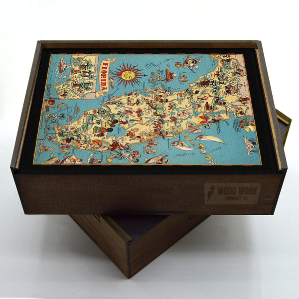 FLORIDA Wooden Puzzle | Vintage Pictorial Map | Adult Jigsaw Puzzles