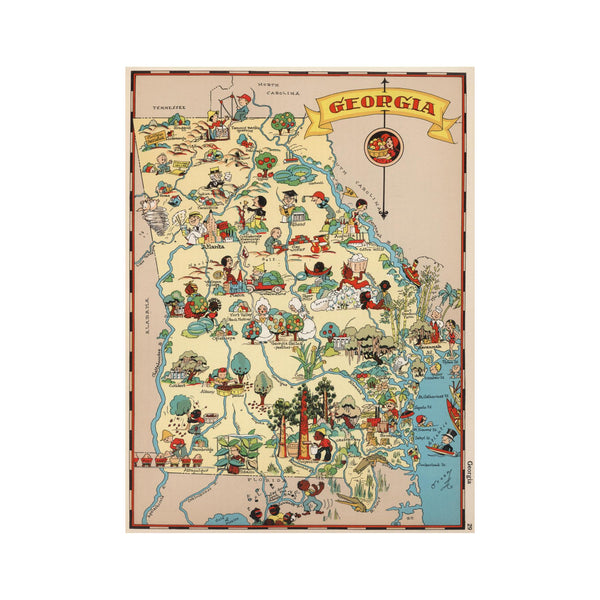 GEORGIA Wooden Puzzle | Vintage Pictorial Map | Adult Jigsaw Puzzles