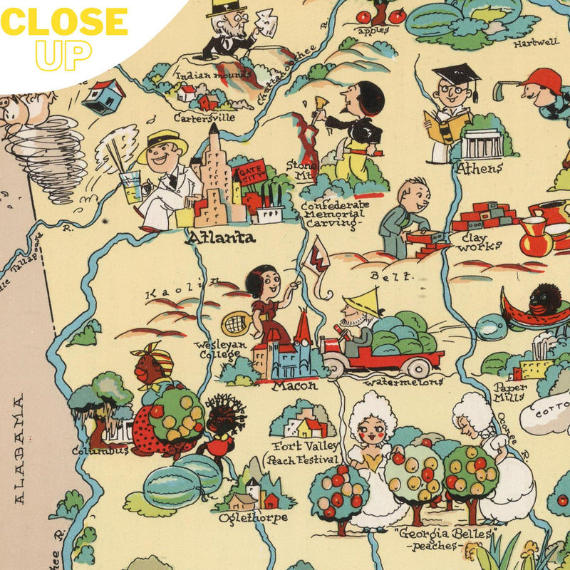 GEORGIA Wooden Puzzle | Vintage Pictorial Map | Adult Jigsaw Puzzles
