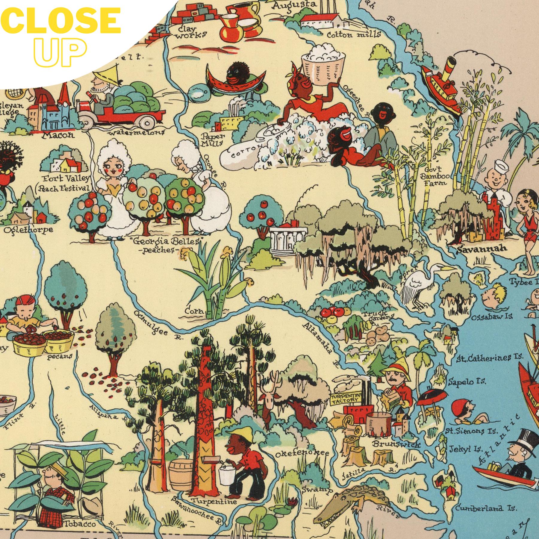 GEORGIA Wooden Puzzle | Vintage Pictorial Map | Adult Jigsaw Puzzles