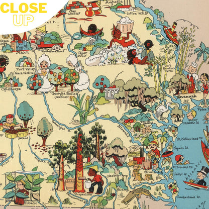 GEORGIA Wooden Puzzle | Vintage Pictorial Map | Adult Jigsaw Puzzles