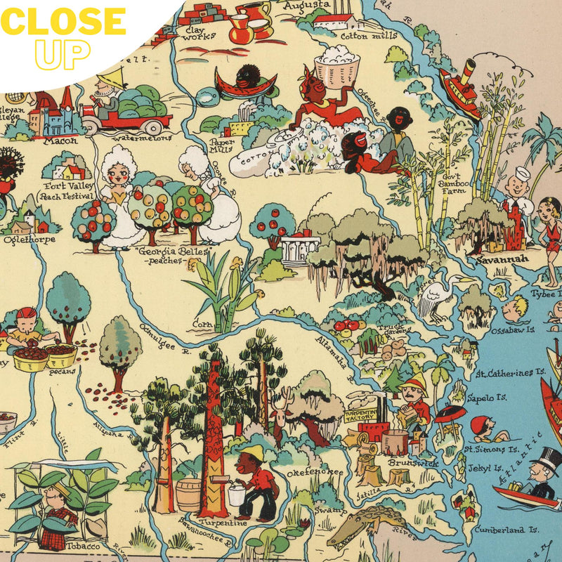 GEORGIA Wooden Puzzle | Vintage Pictorial Map | Adult Jigsaw Puzzles