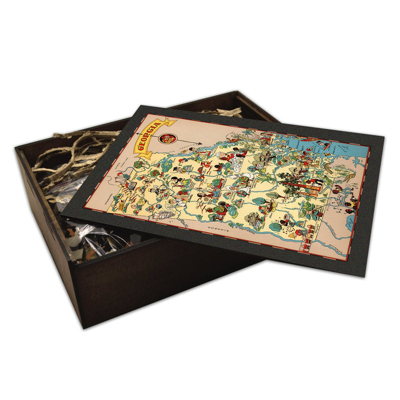 GEORGIA Wooden Puzzle | Vintage Pictorial Map | Adult Jigsaw Puzzles