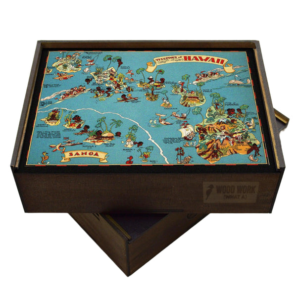 HAWAII Wooden Puzzle | Vintage Pictorial Map | Adult Jigsaw Puzzles