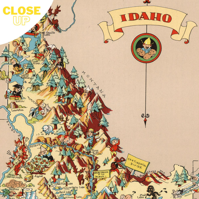 IDAHO State Wooden Puzzle | Vintage Pictorial Map | Adult Jigsaw Puzzles