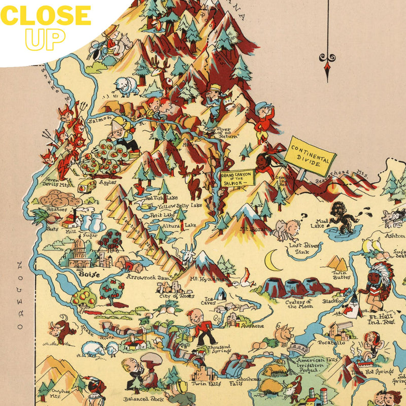 IDAHO State Wooden Puzzle | Vintage Pictorial Map | Adult Jigsaw Puzzles