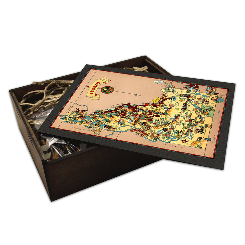IDAHO State Wooden Puzzle | Vintage Pictorial Map | Adult Jigsaw Puzzles