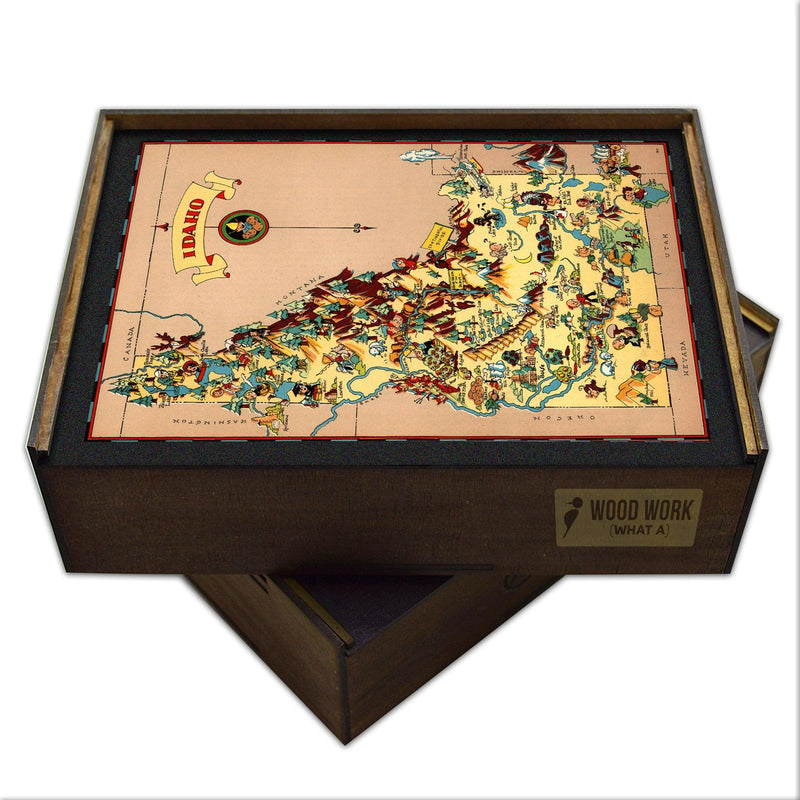 IDAHO State Wooden Puzzle | Vintage Pictorial Map | Adult Jigsaw Puzzles