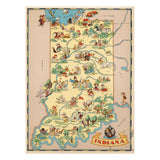 INDIANA Wooden Puzzle | Vintage Pictorial Map | Adult Jigsaw Puzzles