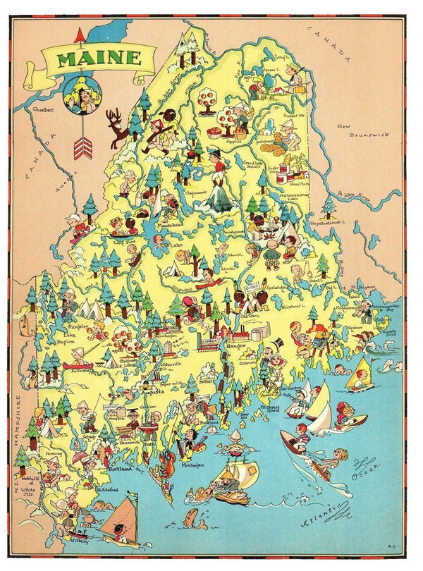 MAINE Wooden Puzzle | Vintage Pictorial Map | Adult Jigsaw Puzzles