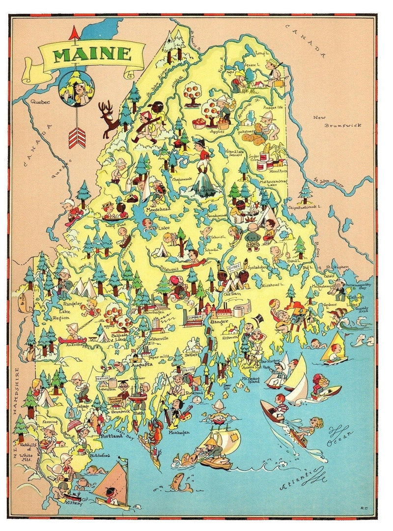 MAINE Wooden Puzzle | Vintage Pictorial Map | Adult Jigsaw Puzzles