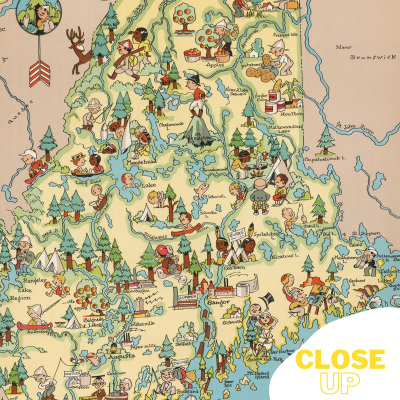 MAINE Wooden Puzzle | Vintage Pictorial Map | Adult Jigsaw Puzzles