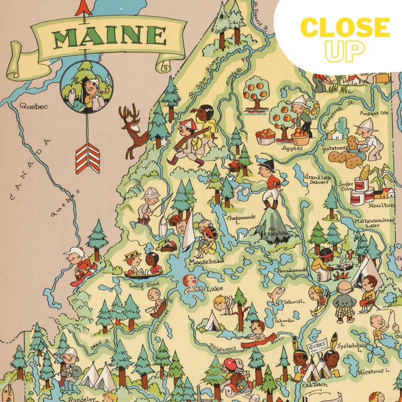MAINE Wooden Puzzle | Vintage Pictorial Map | Adult Jigsaw Puzzles