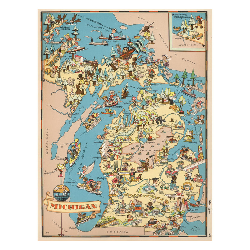 MICHIGAN Wooden Puzzle | Vintage Pictorial Map | Adult Jigsaw Puzzles