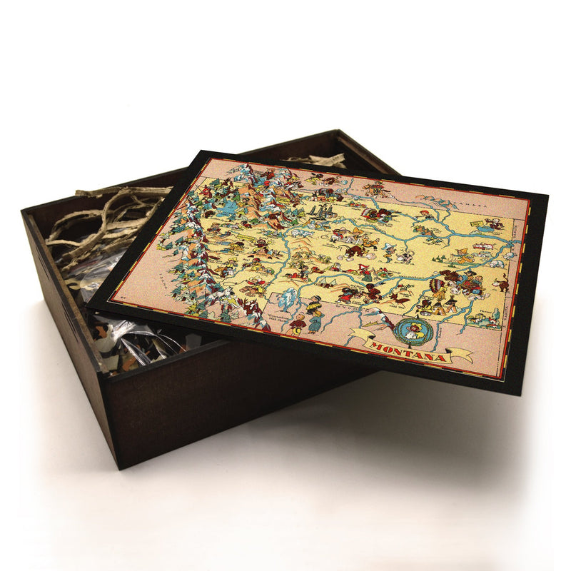 MONTANA Wooden Puzzle | Vintage Pictorial Map | Adult Jigsaw Puzzles