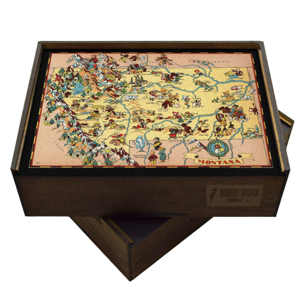 MONTANA Wooden Puzzle | Vintage Pictorial Map | Adult Jigsaw Puzzles
