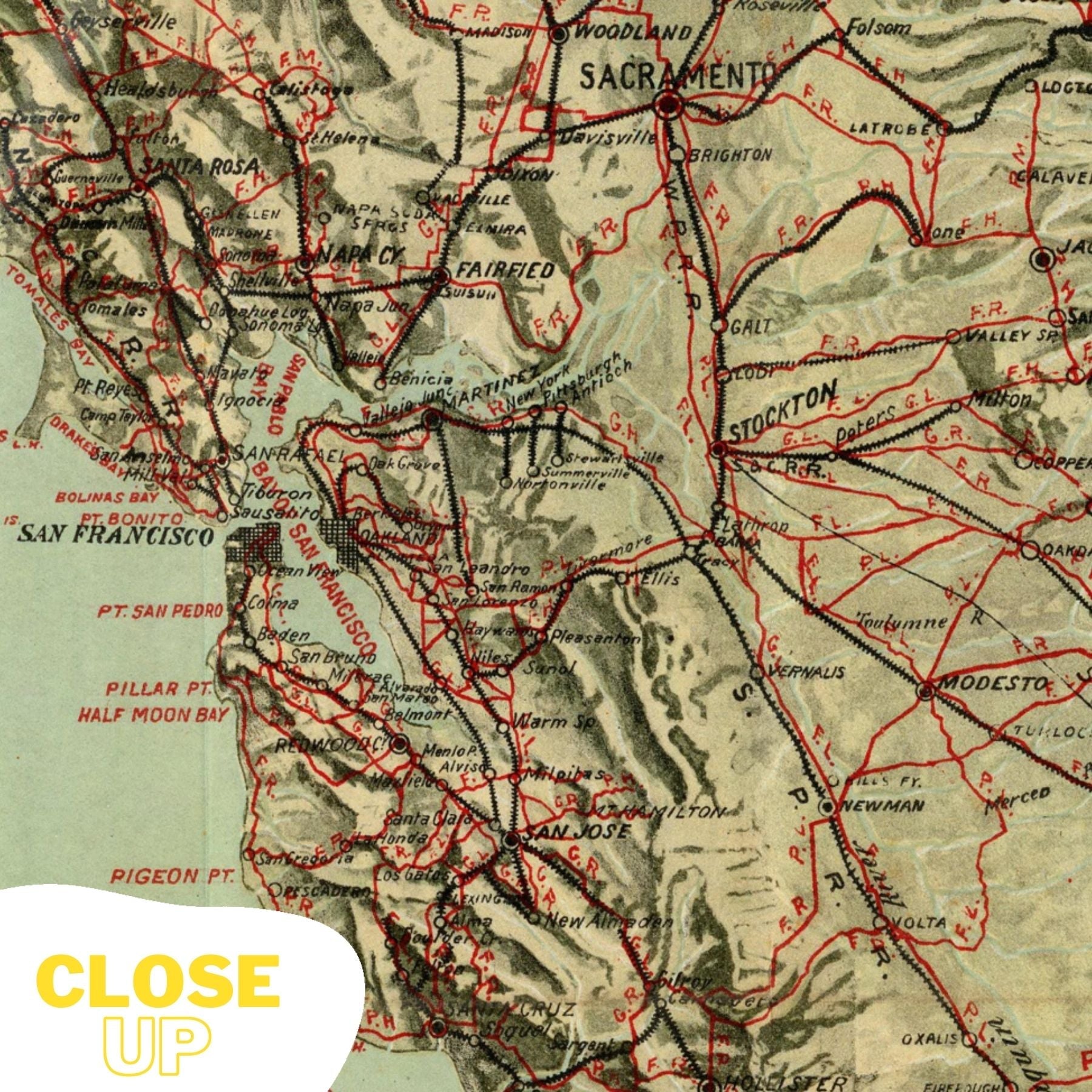 Map of CALIFORNIA Roads for Cyclers Wooden Puzzle | Vintage art | Cyclers' Guide