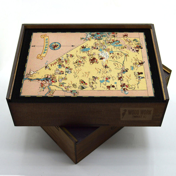 NEVADA Wooden Puzzle | Vintage Pictorial Map | Adult Jigsaw Puzzles