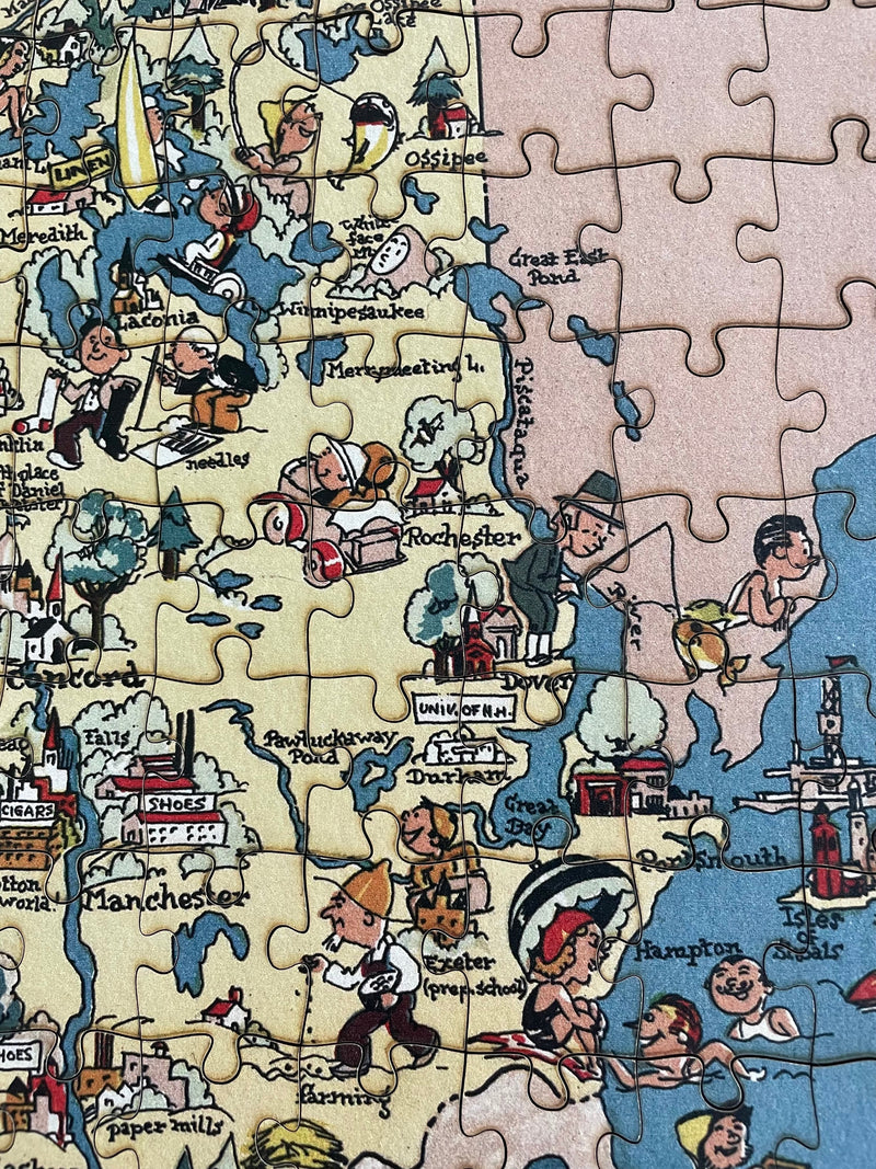 NEW HAMPSHIRE Wooden Puzzle | Vintage Pictorial Map | Adult Jigsaw Puzzles