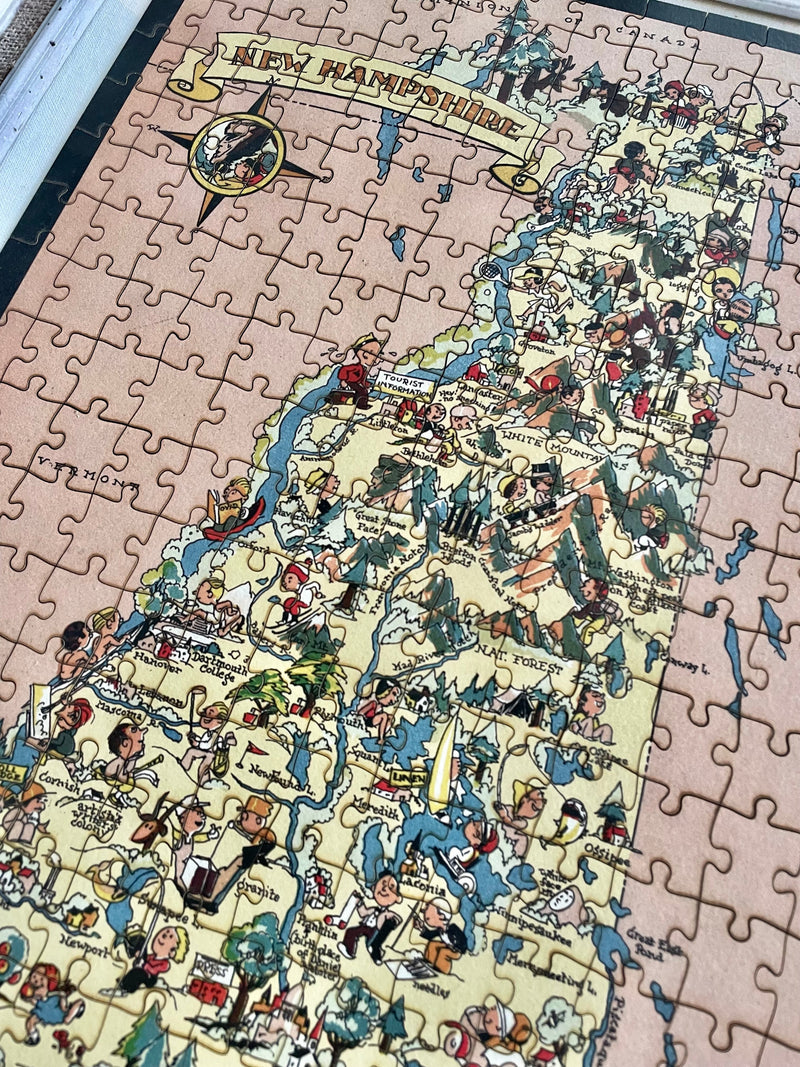 NEW HAMPSHIRE Wooden Puzzle | Vintage Pictorial Map | Adult Jigsaw Puzzles