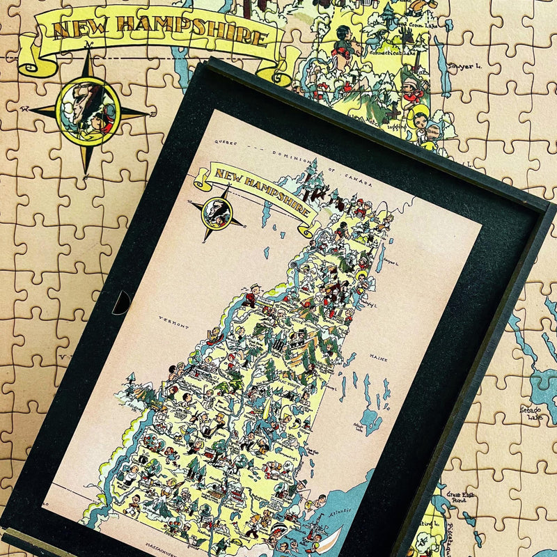 NEW HAMPSHIRE Wooden Puzzle | Vintage Pictorial Map | Adult Jigsaw Puzzles