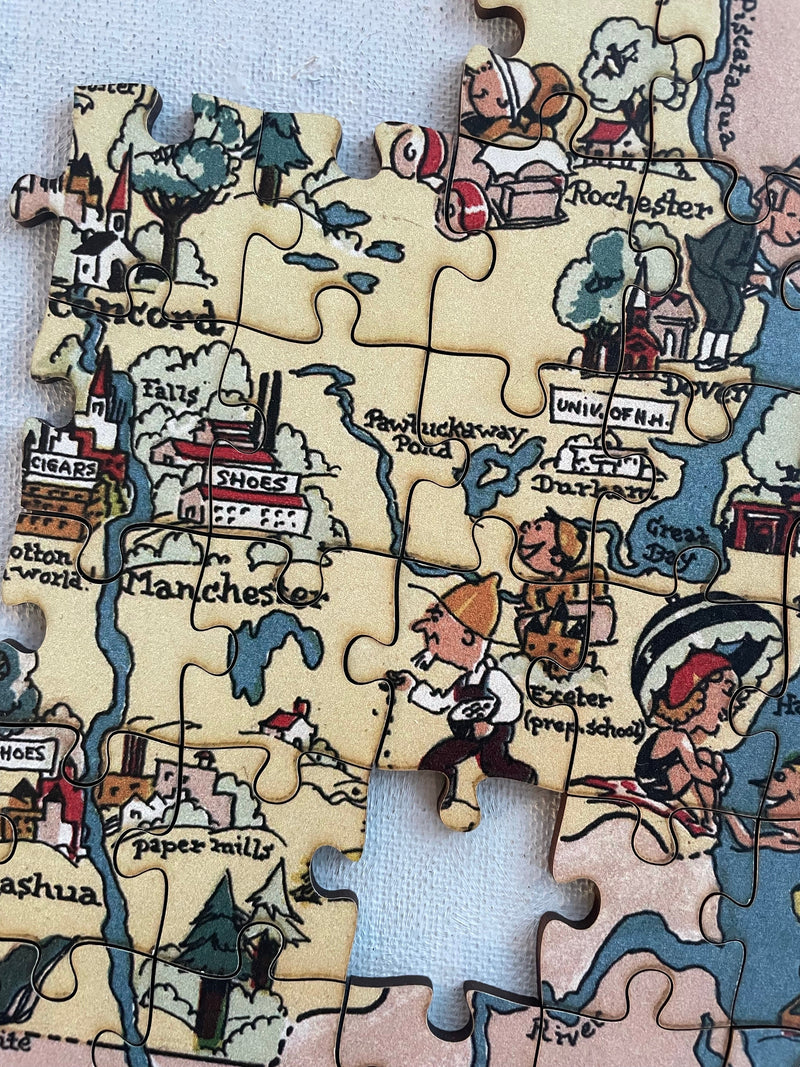 NEW HAMPSHIRE Wooden Puzzle | Vintage Pictorial Map | Adult Jigsaw Puzzles