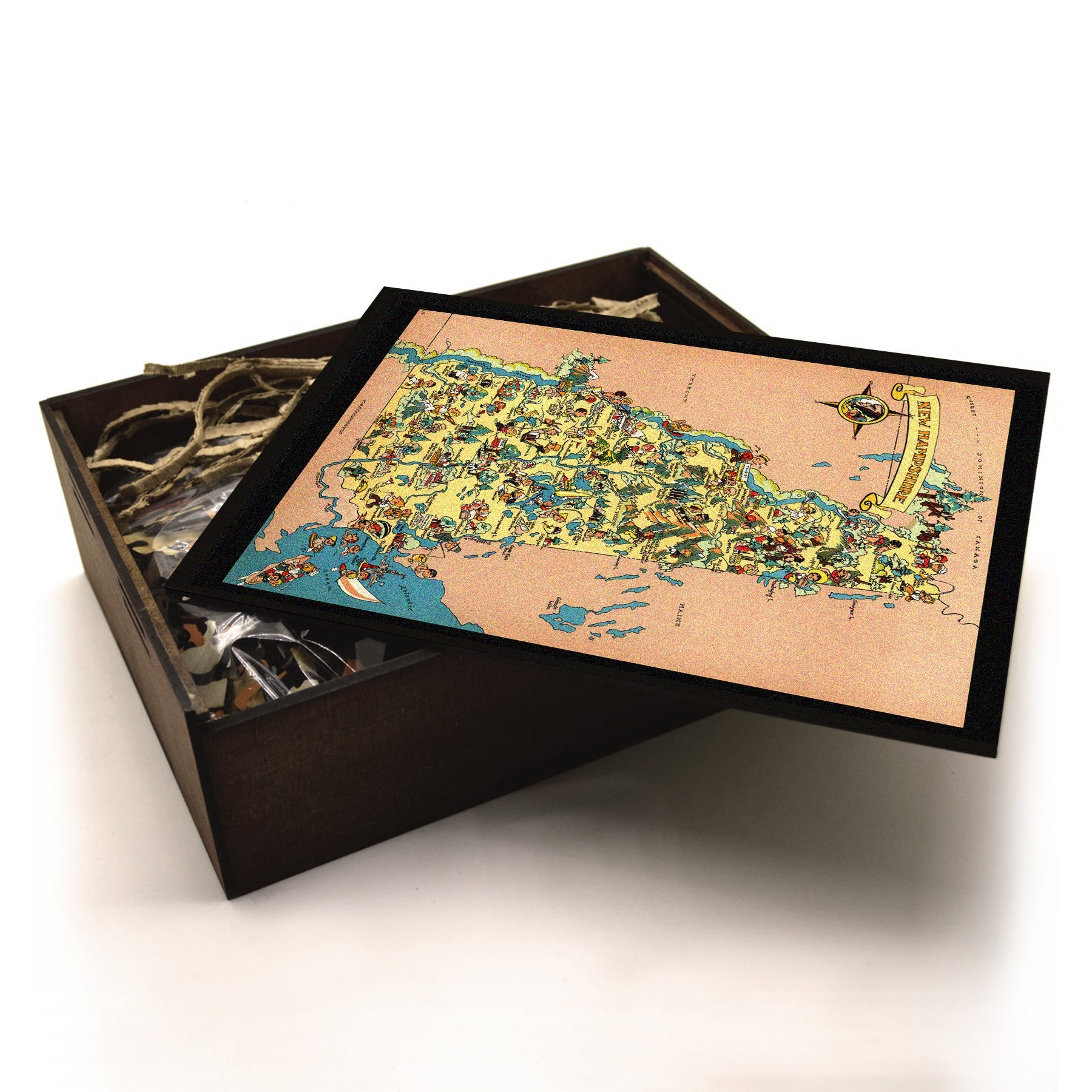 NEW HAMPSHIRE Wooden Puzzle | Vintage Pictorial Map | Adult Jigsaw Puzzles
