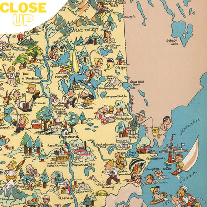 NEW HAMPSHIRE Wooden Puzzle | Vintage Pictorial Map | Adult Jigsaw Puzzles