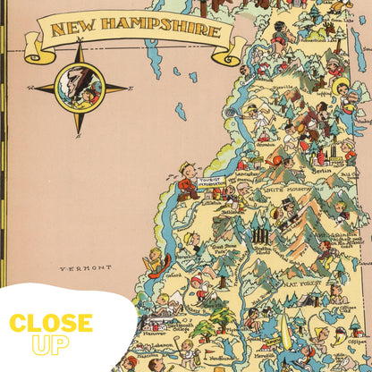 NEW HAMPSHIRE Wooden Puzzle | Vintage Pictorial Map | Adult Jigsaw Puzzles