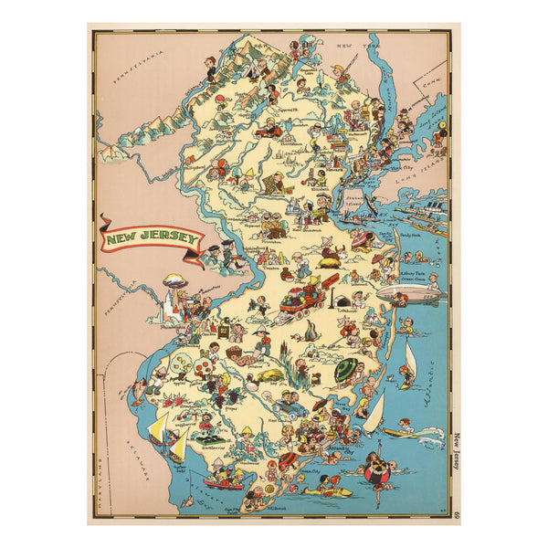 NEW JERSEY State Wooden Puzzle | Vintage Pictorial Map | Adult Jigsaw Puzzles