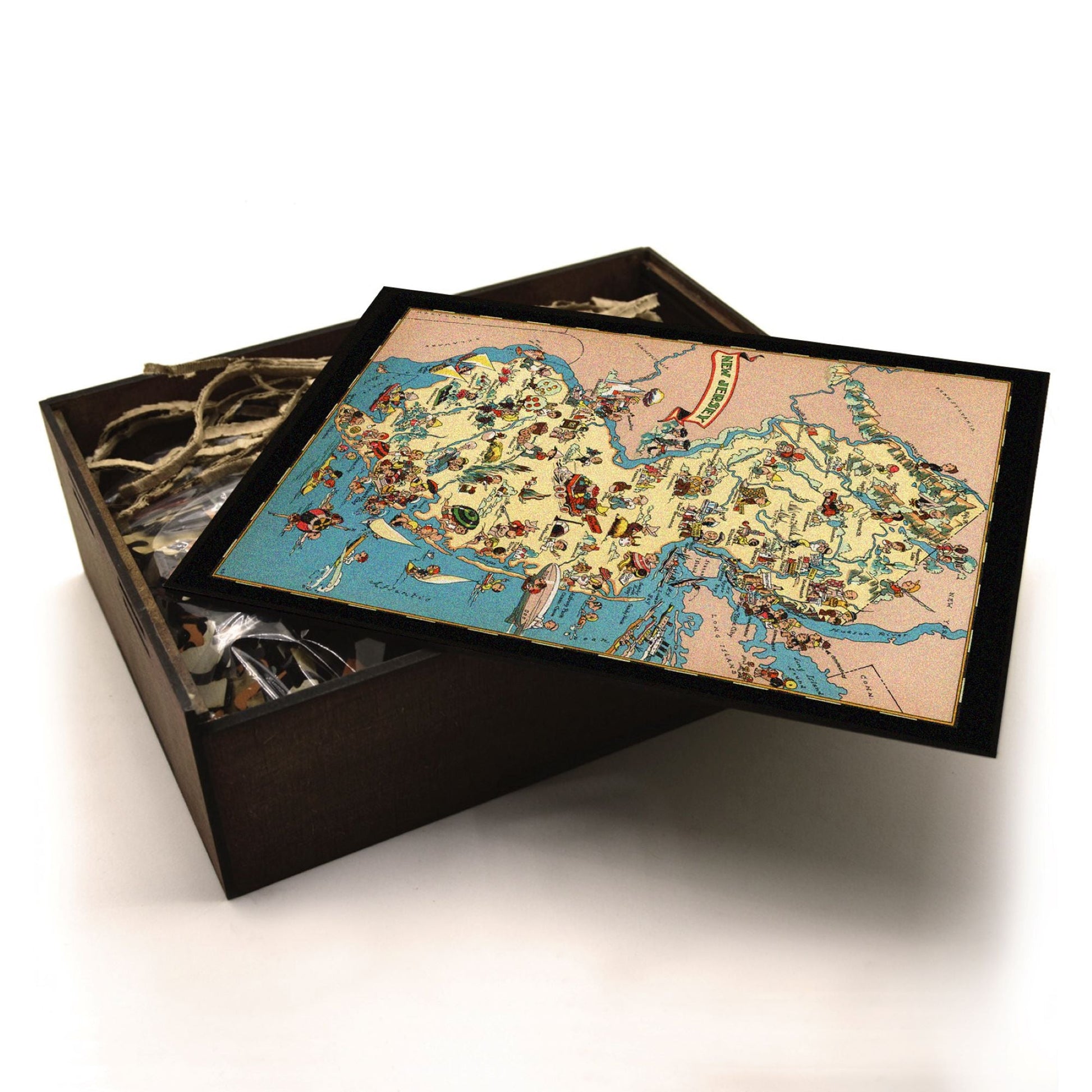 NEW JERSEY State Wooden Puzzle | Vintage Pictorial Map | Adult Jigsaw Puzzles