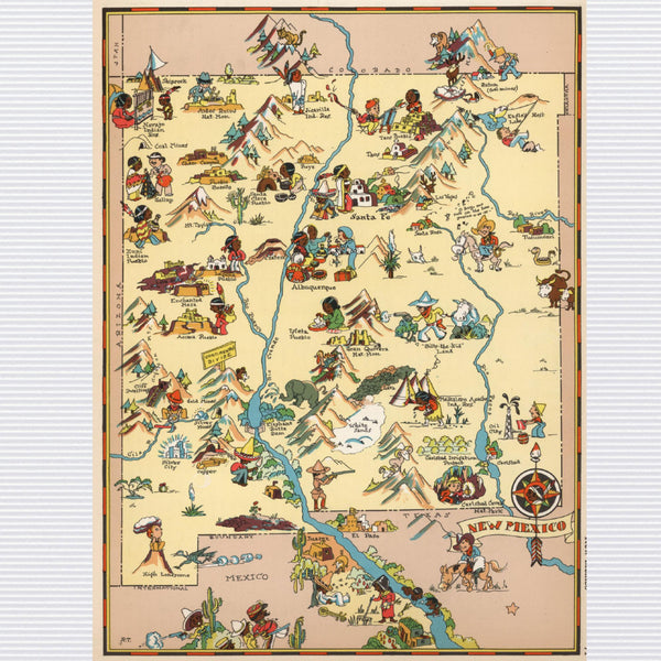NEW MEXICO Wooden Puzzle | Vintage Pictorial Map | Adult Jigsaw Puzzles