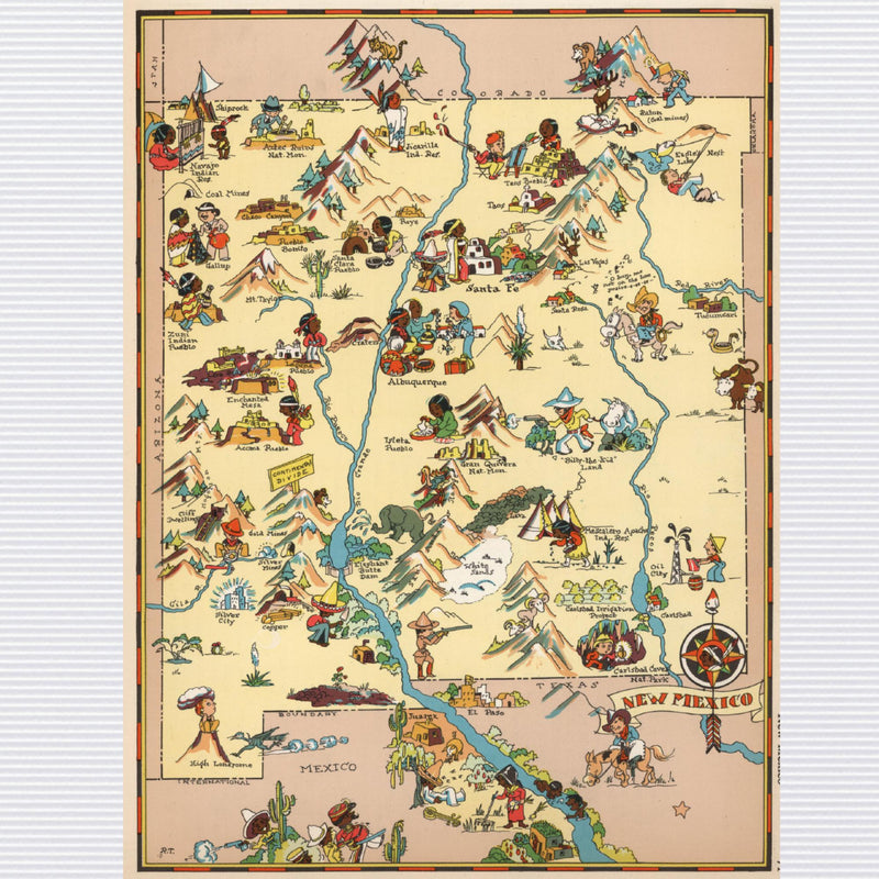 NEW MEXICO Wooden Puzzle | Vintage Pictorial Map | Adult Jigsaw Puzzles