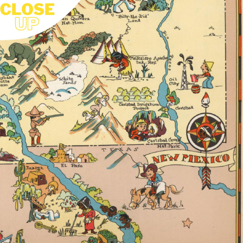 NEW MEXICO Wooden Puzzle | Vintage Pictorial Map | Adult Jigsaw Puzzles