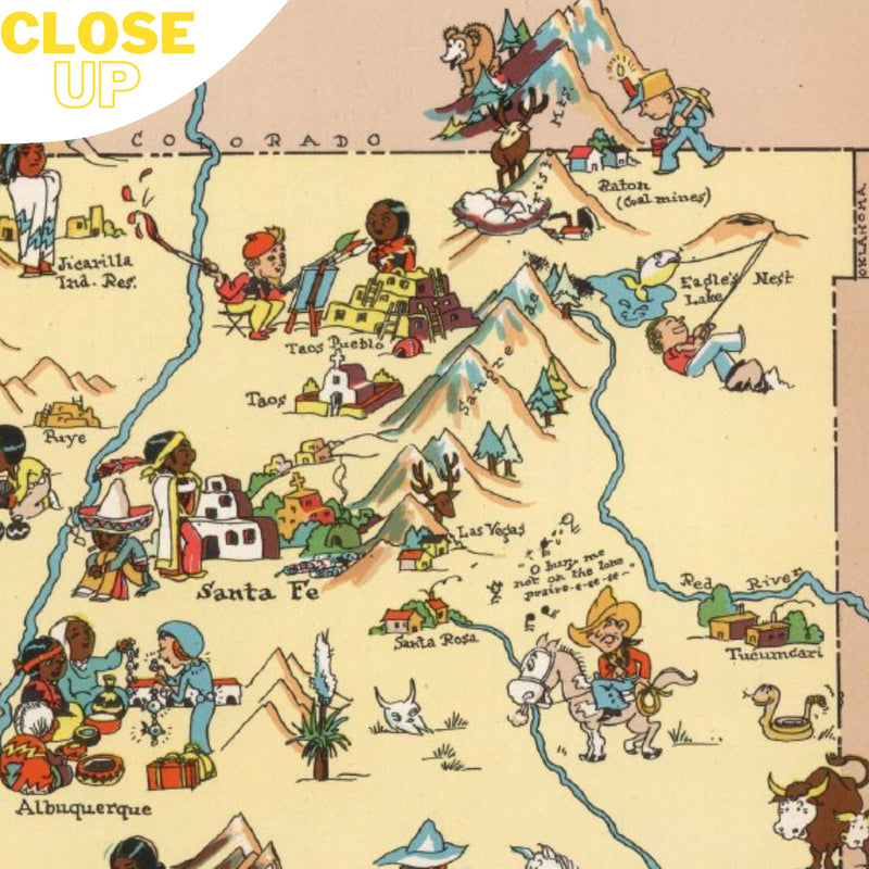 NEW MEXICO Wooden Puzzle | Vintage Pictorial Map | Adult Jigsaw Puzzles